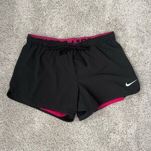 Nike Women's Black and Pink Athletic Shorts